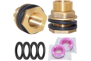 AIMEKE 2 Pezzi Boccola Per Presa D'Acqua In Ottone Filettatura Esterna Da 3/4" E Filettatura Interna Da 1/2", Con Nastro In Teflon E Guarnizioni