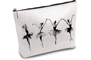 CREATCABIN Borsa Il Trucco in Tela Ballerine Danza Classica Borse Cosmetici Astucci Viaggio Portatili Astuccio Penne Astuccio Cerniera Articoli Toeletta Borsa Multiuso Kit Regalo 25 x 18cm