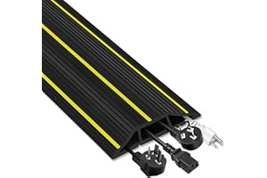 GUDUI 2m Floor Cable Cover, 3 Channels Outdoor Cable Protector Rubber Wire Covers, Core Covers Floor Cable Tidy, Easy To Flat, 2m x 80mm