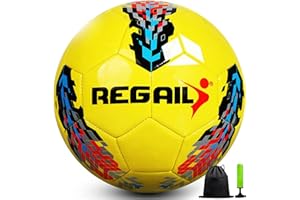 Aipwerer Kinder Fussball Grösse 5, kinderfussball, Standard Trainingsfußball, Lederfussball, Fußball Kinder, Verhindern Sprengen, Fussball mit Pumpe,Netz,Beutel und Gasnadel