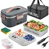 BYbrutek Electric Lunch Box 100W 1.8L Stainless Steel Removable 3 in 1 Portable Heated Lunch Box 12V/24V/220V Insulated Heat