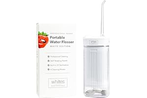 Whites Beaconsfield Dental Water Flosser — Portable Waterproof Oral Irrigator for Teeth & Gums, Water Jet Teeth Cleaner, 4 Modes for Sensitive & Deep Clean, Compact Travel Design, Rechargeable (White)