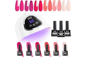 Gel Nail Polish Kit,LKE Gel Nail Polish Starter Kit with 72W UV Lamps for Gel Nails, 6 Colors Gel of Barbie Pink Nail Polish with Glossy & Matte Top and Base Coat, Manicure DIY Gifts Set for Women