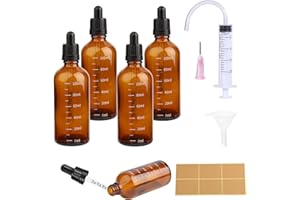 PYROCLASIA 4pcs Goteros Cuentagotas 100ml Cuentagotas Cristal Cuenta Gotas Frasco Cuentagotas con Pipetas Cuentagotas y Escala con 10 Ayudas Para Aceite Esencial, Masaje,Fragancia, Aromaterapia,Laboratorio