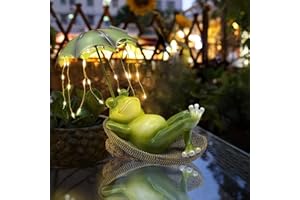 lifemet Outdoor Solar Frosch Garten Dekoration - Frosch Figurch Garten Statue, IP65 wasserdichte Mini Teich Dekoration, Harz Tier Garten Skulptur, Ornamente Für Terrasse Rasen Haus Hof