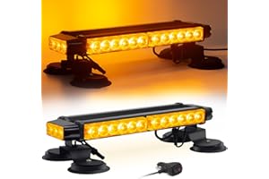 Esoldnic LED Strobe Flashing Light Bar, 30 LEDs Double Side Amber Beracon Light Bar, Magnetic Emergency Hazard Flashing Beacon with Magnetic Mounts for Snow Plow Truck Construction Vehicle (12-24V)
