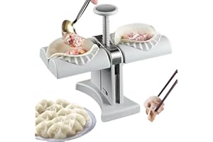 PEESHON Moules à Ravioli, Machine à Ravioli Automatique à Double Tête, Machine à Boulettes en Acier Inoxydable Pour Usage Domestique, Moule à Ravioli Automatique Pour Cuisine et Restaurant