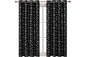 Deconovo Verdunkelungsvorhänge Kälteschutz Moderne Gardinen Sonnenschutz Vorhang für Schlafzimmer, 138x140 cm(HöhexBreite), Schwarz, 2er Set