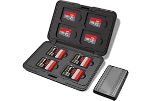 UNIKEEN Funda Almacenamiento Impermeable para 8 Tarjetas SD/SDHC/SDXC + 8 Micro SD/TF Estuche Protector Compacto con Mosquetón para Fotógrafos,Negro