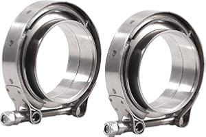 Bohaner Kit di fascette di scarico per auto, 2 fascette a V in acciaio inox, 76 mm, 3 pollici, 4 anelli di saldatura per Turbo V, flangia, kit di fissaggio per tubi di scarico