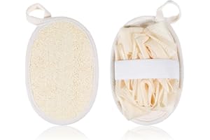 JEFFDAD 2 Stück Natural Luffa Sponge, Beige Luffa Schwamm Körper Wiederverwendbar Natürlicher Luffa Schwamm Peeling Körper Wäscher Massageschwamm für Damen und Herren Bad SPA(Beige)