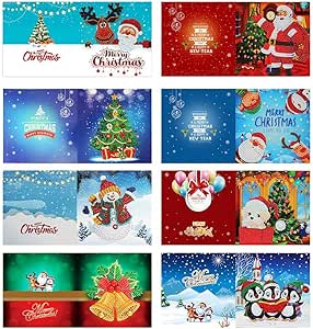 Immagini Di Auguri Natale.Demiawaking 8pcs Biglietti Di Auguri Natalizi Fatti A Mano Inviti Per Feste Di Natale Fai Da Te 5d Diamond Painting Biglietti Natalizi Con Buste Vuote Per Compleanno Natale Stile C Amazon It Cancelleria