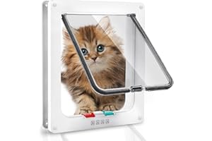 GOWKEEY Chatière pour Chats, Verrouillage à 4 Voies Chatière 28 × 25 × 5.5cm pour Chats et Petits Chiens de circonférence <75cm, Facile à Installer et à Utiliser (XL)