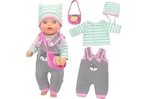 XERTEAM 4 piezas de ropa de muñeca bebé para muñecas de bebé de 12 a 14 pulgadas, 30-35 cm, monos de koala, trajes de muñeca de bebé dulce, sombrero superior y bolsa, accesorios de ropa para muñecas nuevas
