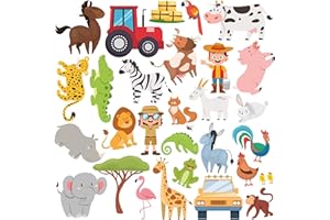 ‎WALPLUS WALPLUS 28 Stück Gel-Aufkleber, Tiere, wiederverwendbar, Wandtattoo, für Kinder, Gel-Sticker für Fenster, Dschungel, zur Dekoration von Kinderzimmern, Klassenzimmern, Kindertagesstätten, Mottopartys
