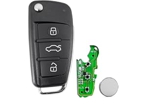 VAILIKEY For Audi Key Fob Compatible with A1 A2 A3 (2009-2010) A4 Q3 Q7 TT - 3 Buttons ID48 Chip HU66 Blade 8P0837220D Remote Key