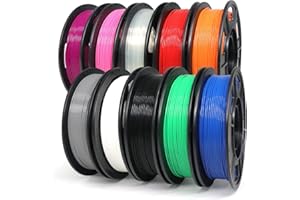 YOUSU 250g*10 Filamento PLA Alta Velocidad 1.75mm, Filamentos PLA de Impresora 3D, HS-PLA Filamentos, 0.25kg/Carrete, Total 2.5kg, negro+blanco+gris+rojo+verde+azu+rosa+morado+naranja+transparente
