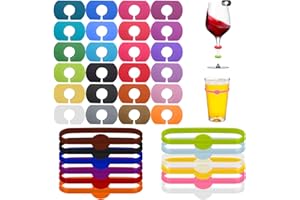 VEGCOO 36 PCS Glasmarker, 2 Stile Glas Markierung Trinkgläser, Glasrand Weinglasmarkierer, Buntes Silikon Glas Markierung Partydekoration, für Weinglas Drinks Etiketten Teebeutel