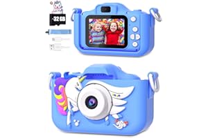 Juguetes de Cámara para Niños y Niñas, CIMELR 1080P Camara Fotos Infantil 4,5,6,7,8,9,10,11 Años 2.0" HD Selfie Video Cámara de Fotos 32G TF Tarjeta, Cámara Digital para Niños Regalos para Niños-Azul