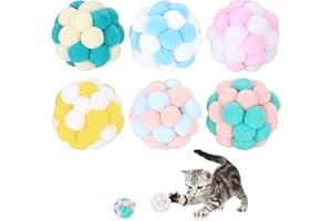 Wukemaoyi 6 Pz Pallina per Gatti, Palline Giocattoli per Gatti Palla, Gioco Gatto Interattivo Palla Giochi Gattini di Peluche Colorato Giocattolo per Gattino Sportivo Gaffiare Masticare