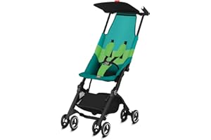 CYBEX gb Gold Poussette Pockit Air All Terrain, Ultra Compact, De 6 mois à 22 kg (environ 4 ans), Laguna Blue