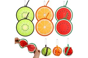 Radsocken 6 Pcs Folding Fan,Fruit Foldable Hand Fan,Summer Handheld Folding Fan,Portable Beautiful Patterns Display Fans,Round Hand Fan for Home Personal Decoration Party Wedding
