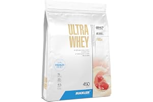Maxler Ultra Whey proteinpulver - Muskelbyggande Proteinpulver - Vassleproteinpulver Whey Protein - Jordgubbsmilkshake - 450g