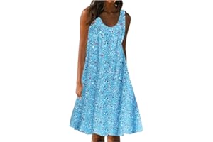 AMhomely Summer Dresses for Women 2022 Sale,Women's Elegant Print Dress Short Sleeve Crew-Neck Loose Dress Beach Dress Sun Dress Ruffled Flowy Midi Dress Cocktail Wedding Dresses Work Dress