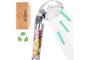 BAYBA Alcachofa de ducha con filtro ionica de alta presion. Cabezal de ducha con filtración de tres niveles. Alcachofa de ducha antical desmontable con ahorro de agua.