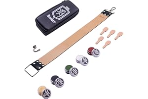 Bacher Shaving Strop Belt with Honing Compounds - Premium Set - Leather Straight Razor Sharpener, Sharpening Compound and Razors Case (Regular: 56.5x5 cm) - Manual Shaving Accessories