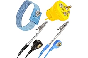 Minadax Erdungsbaustein + Manschette mit 1,70m Verlängerung - Innovativer ESD Antistatik Erdungsstecker - 2 x M5-1 Megaohm