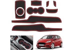 GAFAT F0rd Fiesta ST MK7 2008-2014 Non-Slip Rubber Mats for Centre Console Drink Holder, Storage Box, Door Seams [Not for 2015+ & MK 8] (Red)