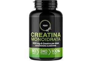 Mekià® Creatina Monoidrata 240 compresse – 3000 mg - Integratore alimentare per massa muscolare e boost energetico Palestra, Sport, Fitness e Pre Workout.