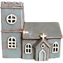 Shudehill Giftware Portacandele in ceramica a forma di villaggio in ceramica, colore grigio, bellissimo regalo di inaugurazione della casa, ornamento per la casa, portacandele