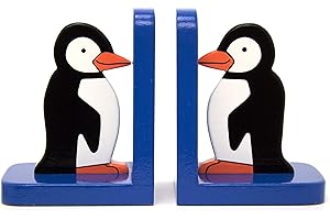 IN A ROUNDABOUT WAY BOOKENDS Penguin Wooden Bookends For Kids | Childrens Book Ends | Book Stoppers For Shelves, Kids Room or Nursery Decor - Hand Made in UK
