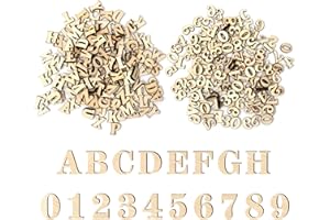 Sixfolo Lettres en Bois et Numéros en Bois 400 Pcs lettre Majuscule A-Z 15mm Chiffres en bois 0-9 Non Peints Mini lettre Scrabble Deco avec Boîte pour Enfants et Décoration,Mixxed Aléatoirement