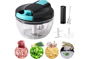 AMDZGLB Cortador de Verdura 500Ml Cortador de Cebolla Manual, Picador de Verduras Ajos Machacar Pela Ajos Vegetable Chopper para Verduras Frutos Secos Carne Picada, B