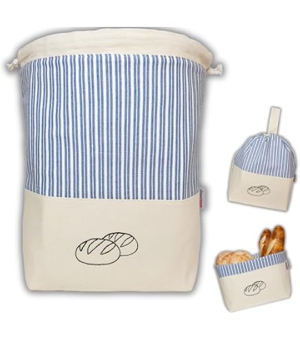 Sacchetti Pane In Lino 2 Pezzi – 38x31 Cm Con Chiusura A Cordino, Riutilizzabili Per Pane, Frutta, Verdura E Spezie