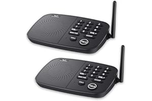 Wireless Intercom System Hosmart 1/2 Mile Long Range 10-Channel for Home Security or Office(2 Stations Black)