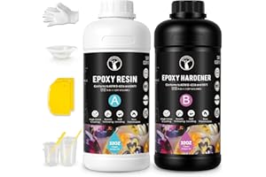 ResinAngel Epoxidharz-Set 64OZ/2L – 1:1 Gießharz mit kristallklarer, selbstnivellierender Formel, vergilbungsbeständig & blasenfrei für Kunstharz-Schmuck, Tischplatten, Silikonformen