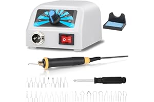 BILIVRY Kit Pirograbador de Madera 60W,Pirografo para Madera Temperatura Regulable,30 Puntas,100°C-800°C,Pirografo para Principiante, Aficionado,Madera, Cuero, Grabado
