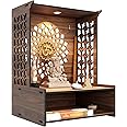Puzzle Berry Wall Mounted Wooden Pooja Mandir for Home & Office with LED Spot Light, Big Size Temple, Pooja Stand with Door, Devghar, God Temple for Home, Pooja Shelf, Home Temple (Mandir Design 2)