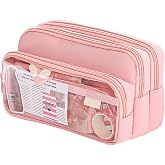 FOSDICK Aesthetic Large Capacity Pencil Case Makeup Bag for Girls School Pencil Case with 4 Compartments Pencil Case for Offi