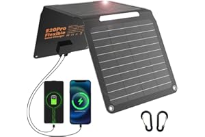 FlexSolar 20W Solar Panel Charger Portable Foldable Fast Charging QC3.0 USB-A USB-C Output Small Power IP67 Waterproof Camping Backpacking Hiking Emergency for Phones Power Banks Flashlight Fans