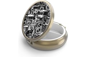 HION Pillendose Pillendose mit Spiegel Retro 3 Fächer Kleine Pillendose Bronze Kleine runde Pillendose oder Vitamine, Fischöl, Nahrungsergänzungsmittel, Pillenbehälter