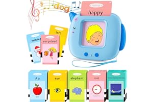 AONTESS Talking Flash Cards, 420 Words Early Educational Toy, Preschool Learning Machine with British English for 2 3 4 5 6 Year Old kids, Montessori Toys for Toddlers, Interactive Gift for Boys Girls (Blue)