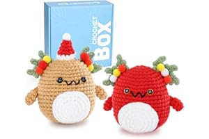 CROCHETBOX Christmas Crochet Kit for Beginners Adults - Christmas Axolotl Crochet Kit, Crochet Kit for Starter, Include Easy Knitting Soft Yarn, Step-by-Step Video Tutorial, Christmas，DIY Gift for Adults