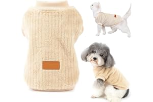 Norhogo Dog Clothes Pet Plush pullover Dog Sweater, Dog Sweater Vest Pet Soft Comfortable Turtleneck Knitted Puppy Clothes, Pup Dogs Sweater for Dog Puppy Cat (khaki, S)