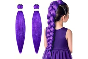 Aomig Lila fläta försträckt fläthår professionella syntetiska virkade hårförlängningar för virkad flätning hårtextur knutlös box braids hårförlängningar för kvinnor flickor (2 st)