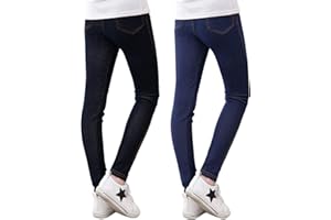 Adorel Leggings Vaqueros Pantalones Elástico Niña Pack de 2